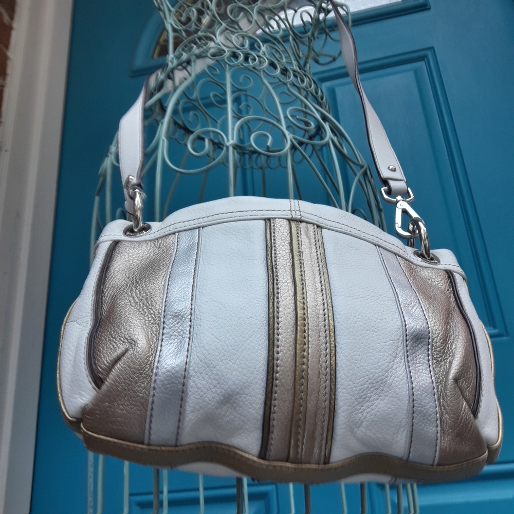Genuine Leather Crossbody Bag Modern White Contemporary Pebbled Leather Purse - Picture 13 of 16
